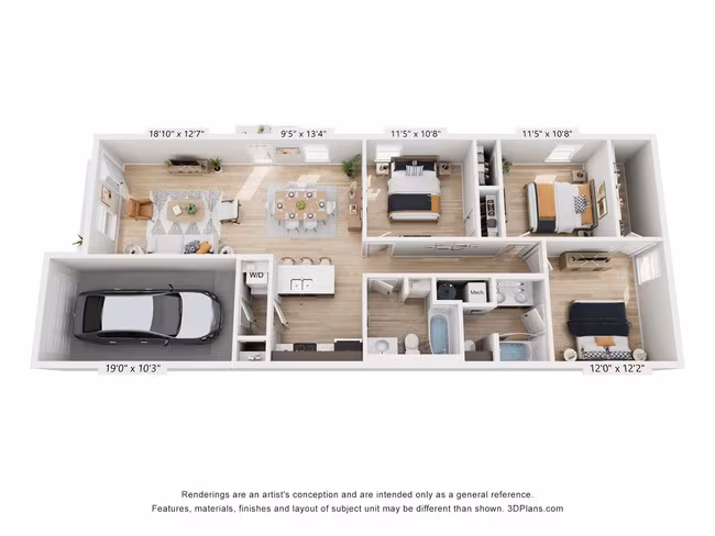 3 Beds • 2 Bath 328B floor plan